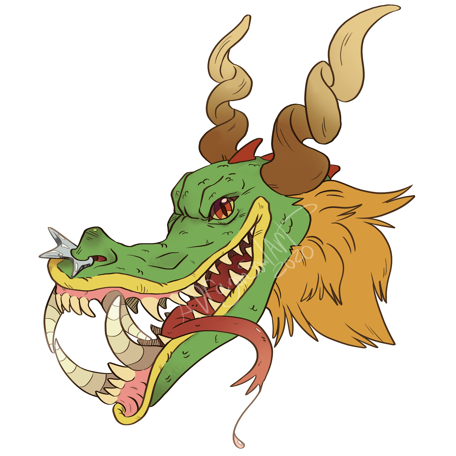 Stylized drawing of a dragon head